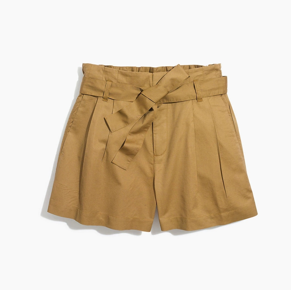 NWT Madewell Paperbag Shorts Size 6 Tan/Khaki